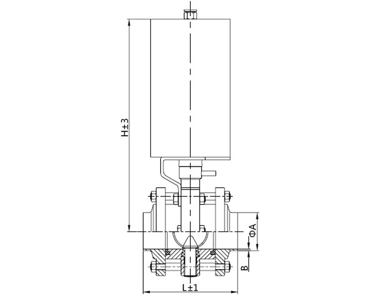 Sanitary Pneumatic Three-piece Butterfly Valve